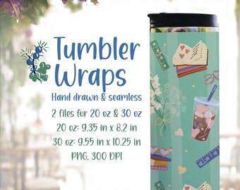 Teacher Life Coquette Tumbler Wraps, Hand Drawn Seamless Pattern (Digital Download)