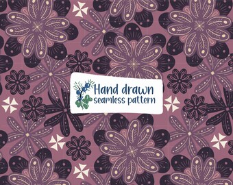 Intricate Flowers and Shapes Seamless Pattern PNG