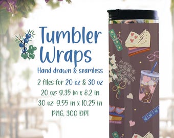 Teacher Life Coquette Tumbler Wraps, Hand Drawn Seamless Pattern (Digital Download)