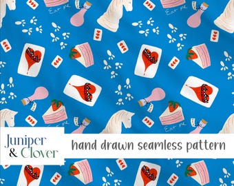 Alice In Wonderland Hartenkoningin-patroon (digitale download) — handgetekende ontwerp