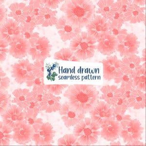 Pink Coneflower Echinacea Seamless Pattern PNG For Fabrics and Wallpaper