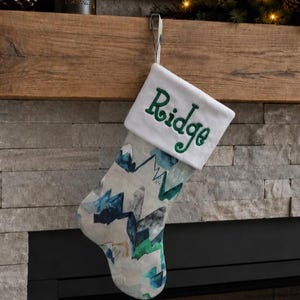 Christmas in the Mountains Handmade Stocking - Personalization Available