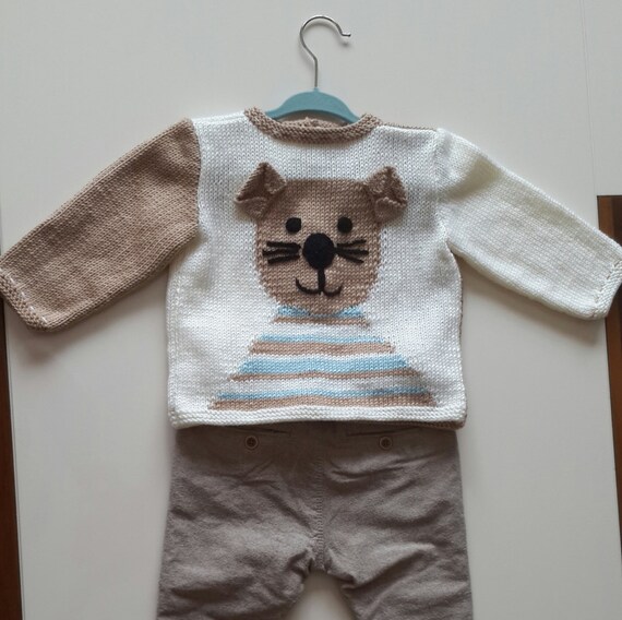 Items similar to baby cardigan /cat cardigan /soft cotton/ knitting for