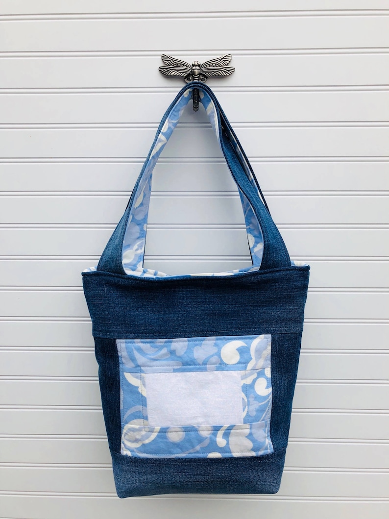 Medium Tote Bag Quilted Tote Bag Fabric Tote Bag Bible Tote Bag Up-cycled Tote Bag
