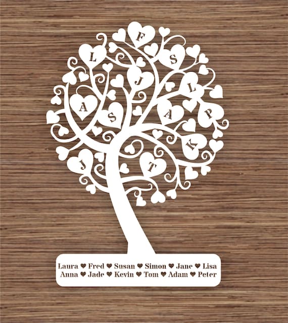 Download Curly Heart Family Tree For 12 Twelve Family Members Pdf Svg Etsy