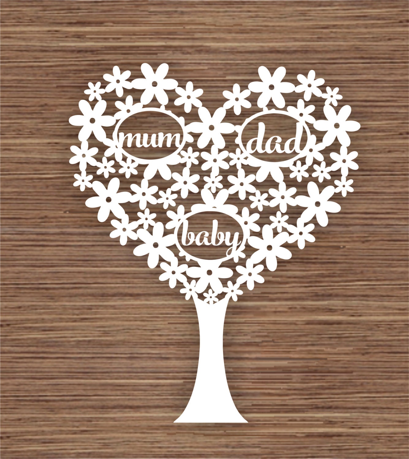 Custom Heart Family Tree for 3 PDF SVG Commercial Use | Etsy