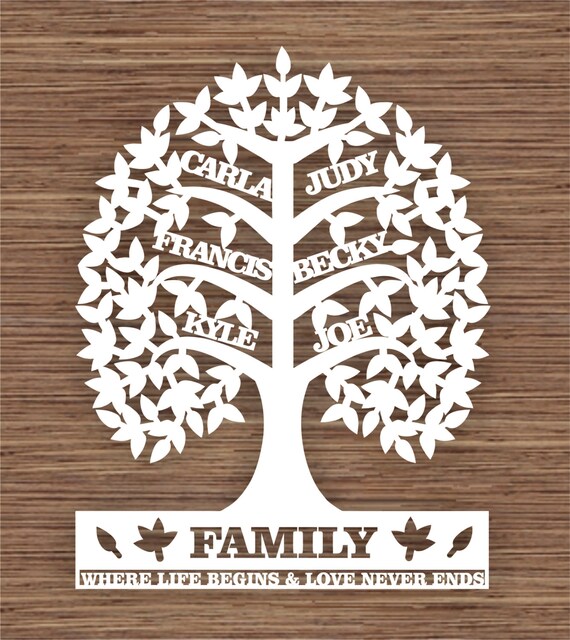 Custom Leaf Family Tree For 6 Six Family Members Pdf Svg Etsy