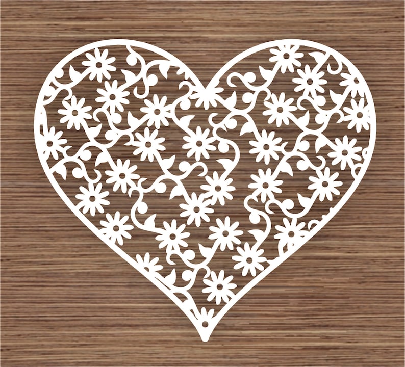 Flower heart design 2 PDF SVG Commercial Use Instant | Etsy