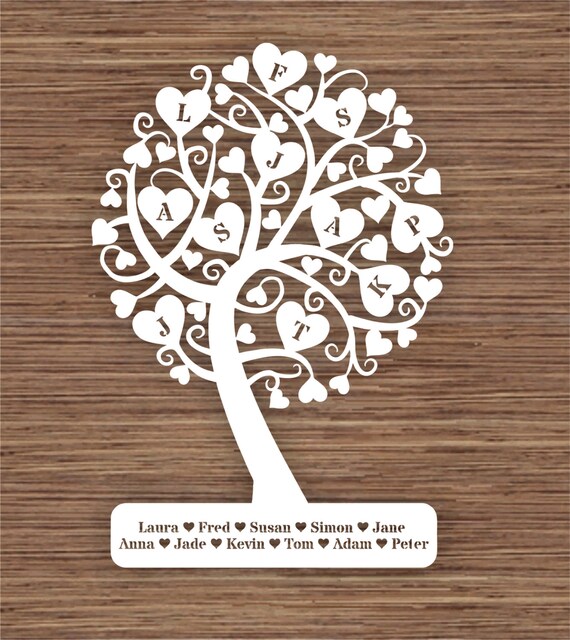 Curly Heart Family Tree For 11 Eleven Family Members Pdf Svg Etsy