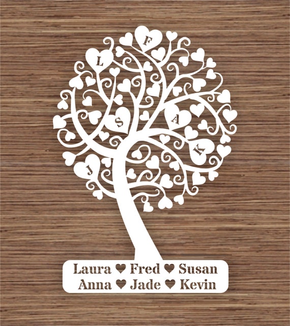 Download Curly Heart Family Tree For 6 Six Family Members Pdf Svg Etsy