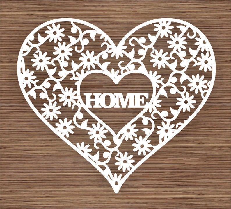 Download Home in Flowers and Heart Lace PDF SVG Commercial Use | Etsy
