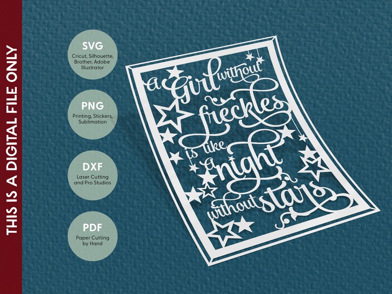 A Girl Without Freckles is Like A Night Without Stars PDF SVG PNG ...