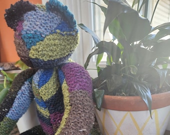 Hand Knit Wool Teddy Bear: 20-inch Plush Toy