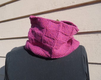Handknit Wool Neck Cowl: Purple Tweed Gaiter