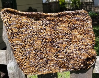Lacey Knit Cowl: Black, Gold, and Copper Neck Warmer