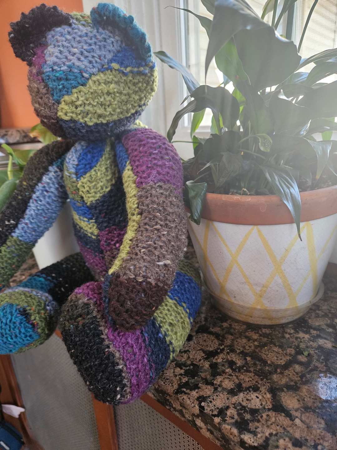 Hand Knit Wool Teddy Bear: 20-inch Plush Toy - Etsy