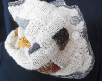 Winter Wool Cowl with Vintage Buttons