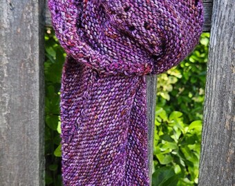 Purple Knit Scarf: Soft Cozy Asymmetric Shawl
