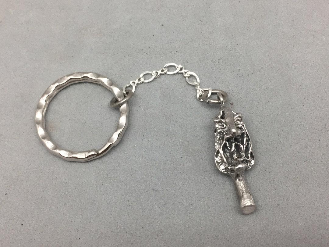 Sterling Silver Morel Mushroom With Face Keychain Hand Crafted Etsy