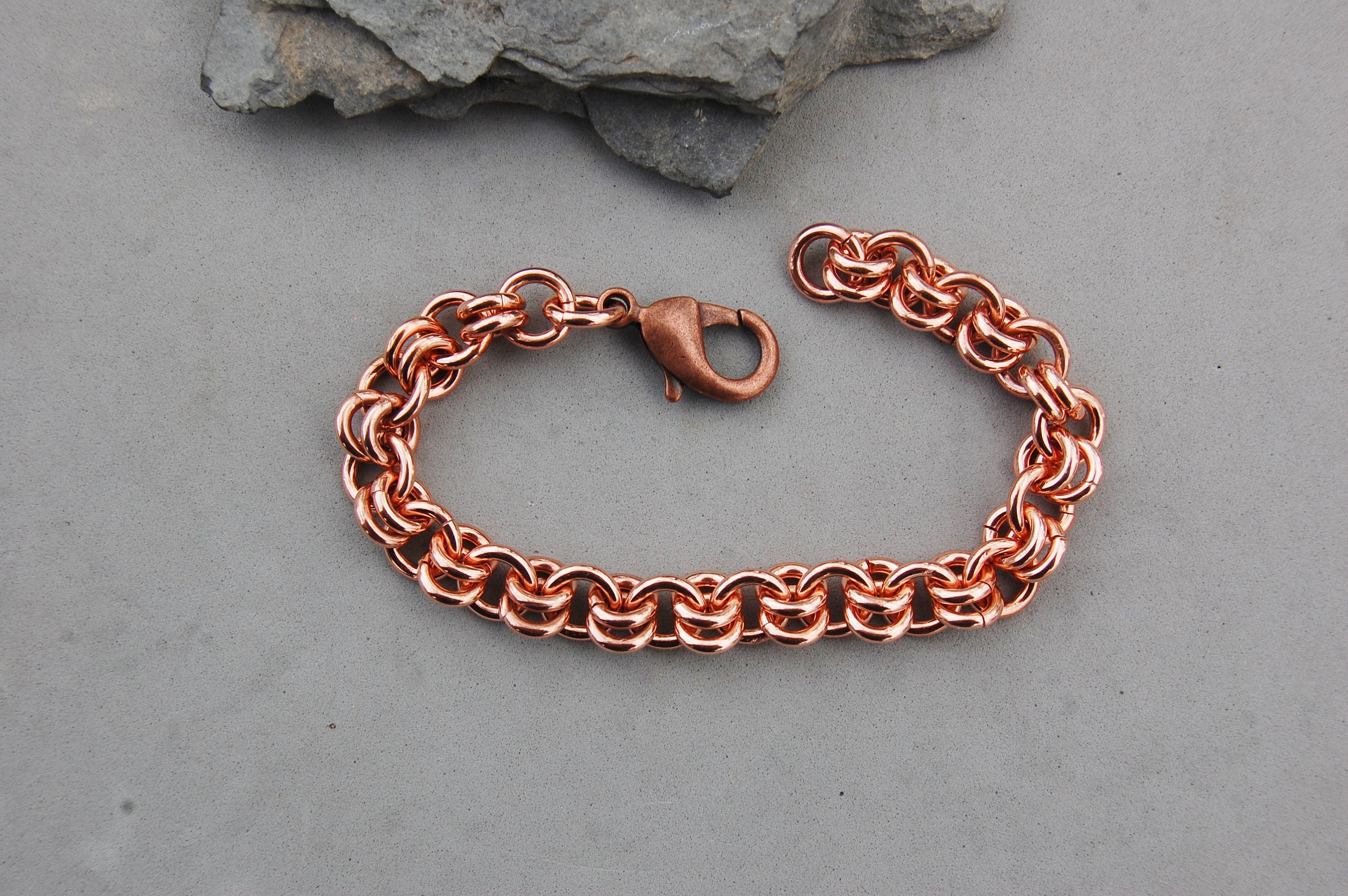 Solid Copper Double Link Chain Bracelet Bold Heavy Large 8 Solid Copper Double Link Chain Bracelet Bold Heavy Large 8