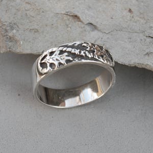 Falling Leaves Ring Band Size 10 Sterling Silver Oak Leaf Hand Made Cast