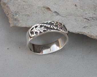 Falling Leaves Ring Band Size 10 Sterling Silver Oak Leaf Hand Made Cast