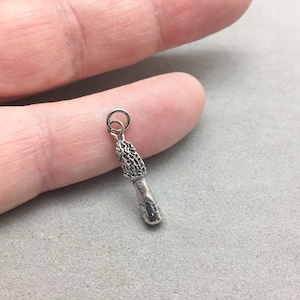 Sterling Silver Morel Mushroom Charm Morels 7/8&quot; for Charm Bracelet or Necklace