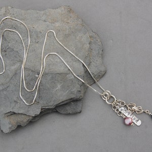 Oh stricken! Spinne rosa & schwarz Perle Anhänger Halskette 1 1/2&quot; Sterling Silber 20&quot; Box Kette Hand made