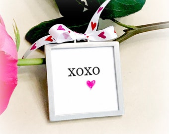 Themed: XOXO Double Sided Photo Frame Ornament, Artisan Fine Pewter. TMCdesigns. Valentines Day. Love. Anniversary. Wedding Gifts. Heart