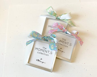 DIY: Double Sided Photo Frame Ornaments. Pastel Floral Ribbons. Pewter. Baby Shower, Valentines, Mothers Day, Easter, New Baby Gifts. Lily.