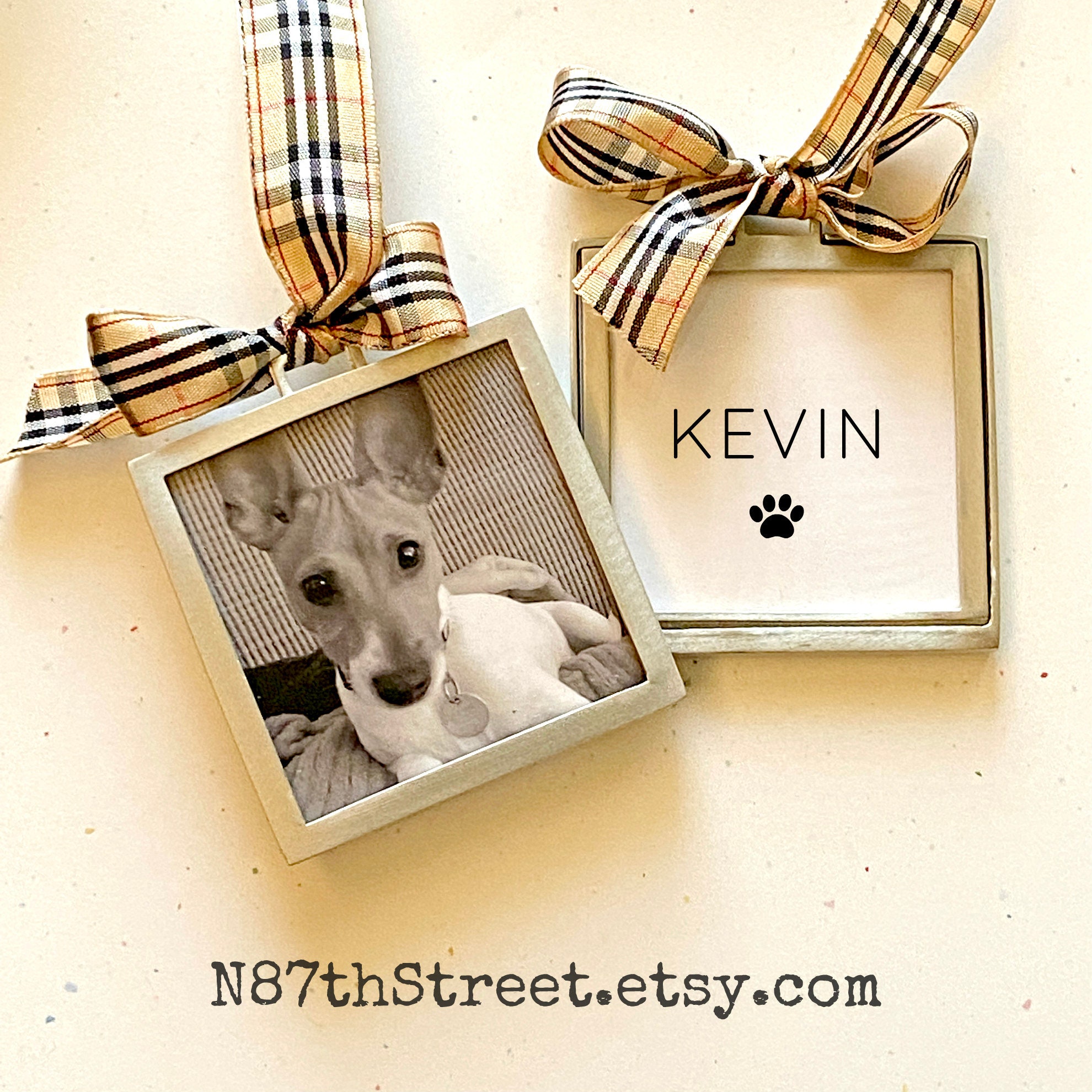 DIY Double Sided Photo Frame Ornament. Burberry style Ribbon. Etsy