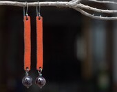 Enamel earrings, Enamel jewelry, Red enamel earrings, Natural stone earrings, Gemstone earrings, Silver hook, Handmade bohemian earrings