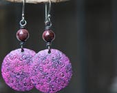 Artisan earrings, Copper earrings, Patina earrings, Vintage, Boho earrings, Bohemian, Rustic copper jewelry, Sterling silver hook, Handmade