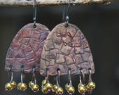 Handmade copper earrings, Copper jewelry, Dangle copper earrings, Metal earrings, Organic copper earrings, Sterling silver hooks, Gift