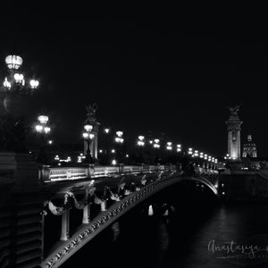 Alexander Bridge in Paris, France at Night Photography Print
