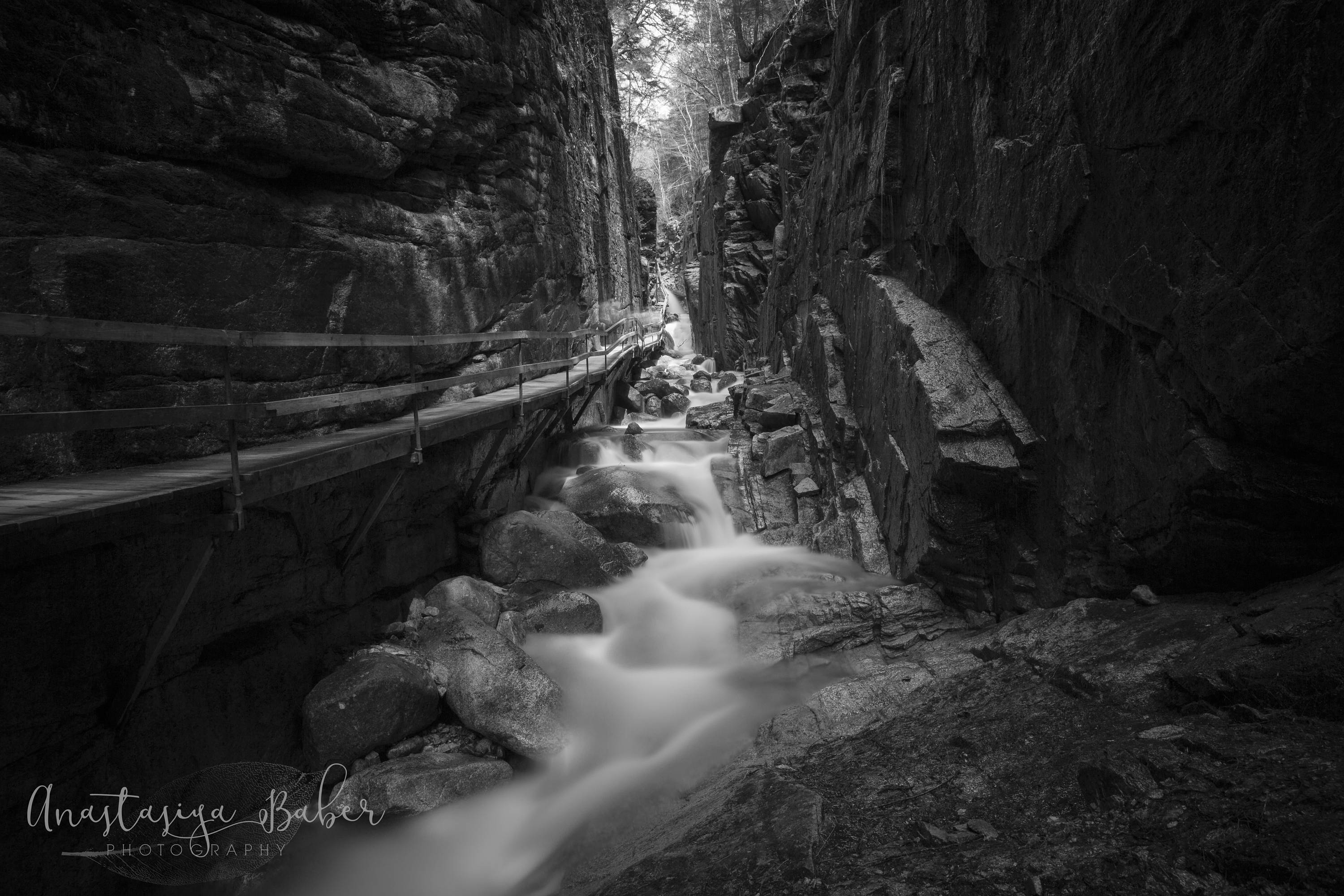 Flume in Lincoln, New Hampshire, Black & White Photography Print