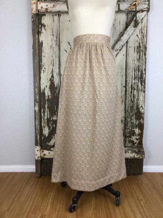 Vintage 1970s Lurex Beige and Cream Pleated Aline… - image 2