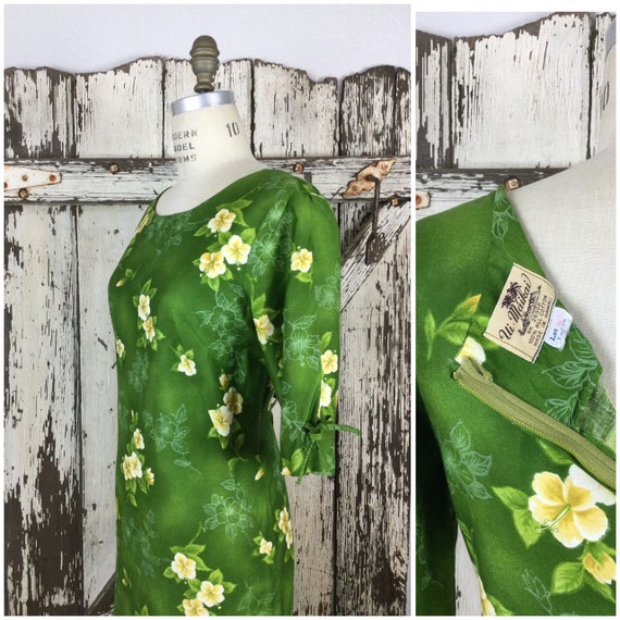 Vintage Hawaiian 50s 60s Ui-Maikai Olive Green and