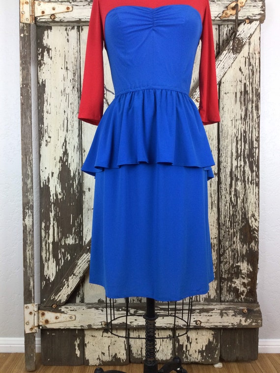Vintage 1980s Two Tone Red and Blue Sweetheart Pe… - image 3