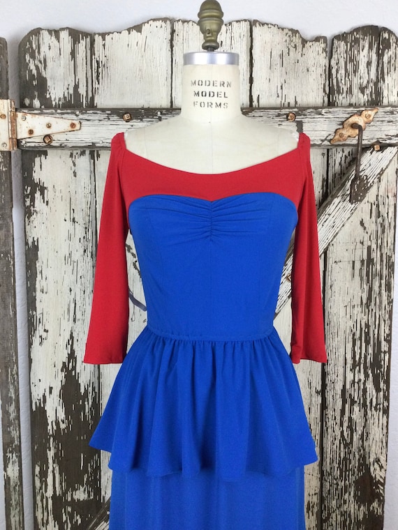 Vintage 1980s Two Tone Red and Blue Sweetheart Pe… - image 2