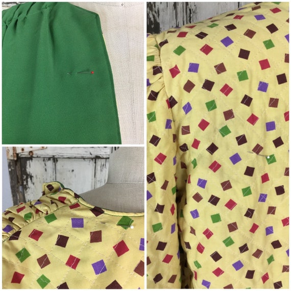 Vintage 1940s Reversible Green Rayon and Yellow N… - image 6