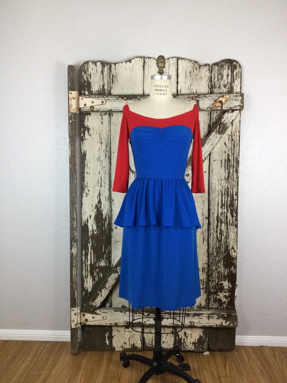 Vintage 1980s Two Tone Red and Blue Sweetheart Pe… - image 1
