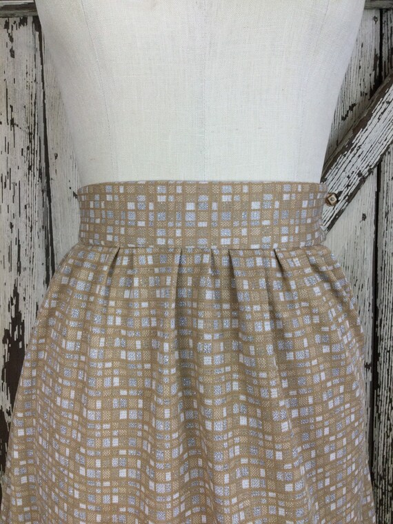 Vintage 1970s Lurex Beige and Cream Pleated Aline… - image 3