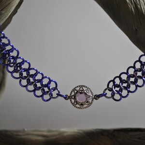 Purple Chainmaille Choker with Lavender Pendant