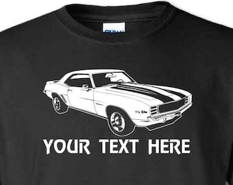 CHEVROLET CAMARO Z28 1967-1969  Muscle Car with Personalization on Cotton T-shirt  - TCR018