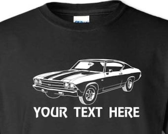 CHEVROLET CHEVELLE 1969 Muscle Car with Personalization on Cotton T-shirt  - TCR023