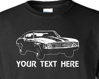 CHEVROLET CHEVELLE 1972 Muscle Car with Personalization on Cotton T-shirt  - TCR061