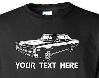 PONTIAC LEMANS 1966-1967 Muscle Car with Personalization on Cotton T-shirt  - TCR031