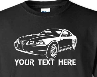 FORD MUSTANG 1998 - 2002  Muscle Car with Personalization on Cotton T-shirt  - TCR017