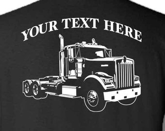 Kenworth W900 Semi Truck T-Shirt: Custom Text Cotton Tee